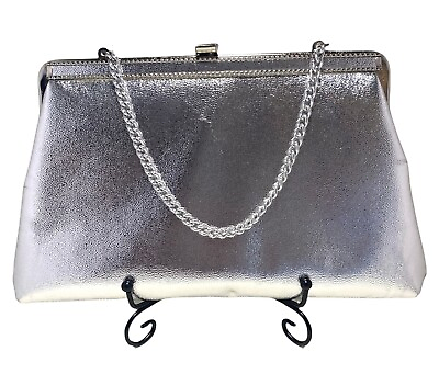 Vintage HL Harry Levine Silver Evening Purse Clutch Handbag Made in USA $19.99