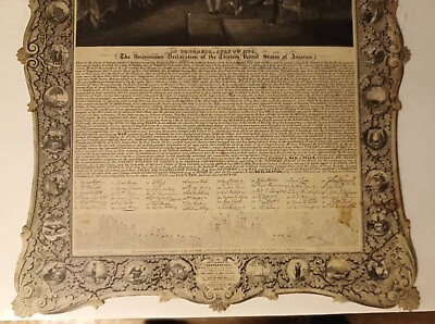 #ad 1841 Engraving Print Declaration Of United States