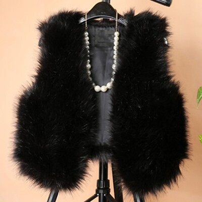 #ad Ladies Plush Faux Fur Short Vest Solid Waistcoats Gilet Luxury Sleeveless Jacket