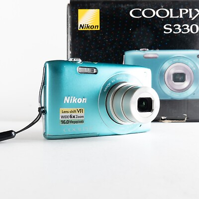 #ad Nikon COOLPIX S3300 16.0MP Compact Digital Camera Blue