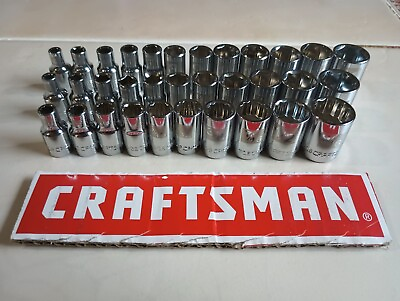 #ad Craftsman Socket Set Easy Read 33PC. STD 6 12pt 1 4 SAE MM NEW Tools Wrenches