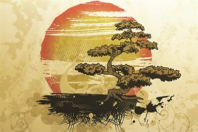 #ad bonsai tree VINTAGE NATURE POSTER japanese topiary MODERN ART 20x30 rare new