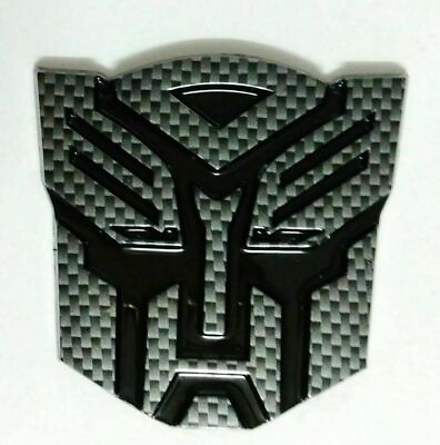 #ad 1x NEW BLACK Carbon Fiber Transformer Autobot Badge Decal Trunk Sticker EMBLEM