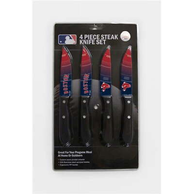 #ad MLB 4 Piece Stainless Steak Knife Set Boston Red Sox