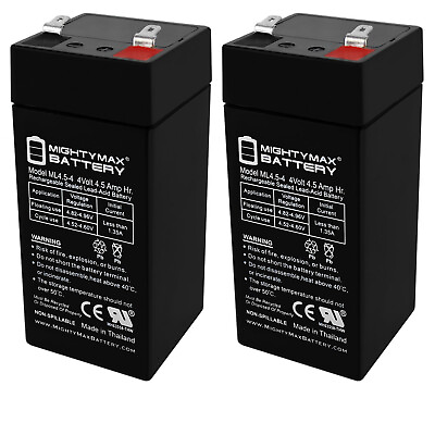 #ad Mighty Max 4 Volt 4.5 Ah SLA Replacement Battery for Leoch LP4 4.5 2 Pack