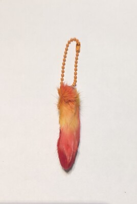 #ad Red Yellow Orange Hombre Real Rabbit Foot Keychain Hombre*READ FULL DESCRIPTION