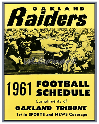 #ad AFL 1961 Oakland Raiders Football Schedule Cover REPRINT 8 X 10 Photo Picture