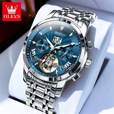 #ad Automatic Mechanical Waterproof Watch Men#x27;s Luxury Wristwatch Date OLEVS Strap