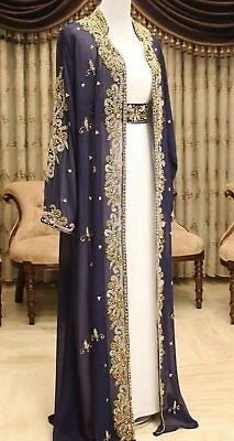 #ad Royal Dubai Moroccan Kaftan Abaya Modern Islamic Farasha Long For Women Dresses