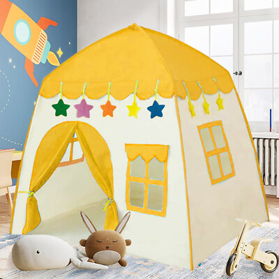 #ad Yellow Princess Castle Play Tent Kids Girls Indoor Outdoor Playhouse House Gift