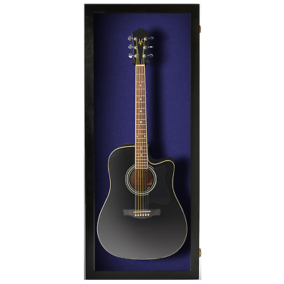 #ad Black Guitar Display Case Acoustic Electric Guitars Display Blue felt
