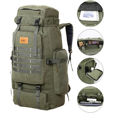 #ad Large Military Tactical Army Backpack Outdoor Sport Rucksack Trekking Bags