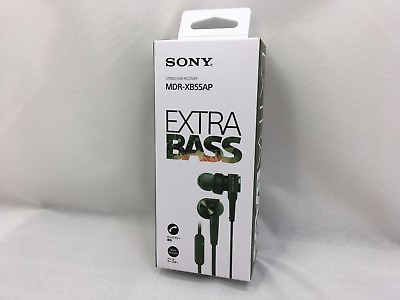 #ad SONY Earphone Deep Bass MDR XB55AP Canal Remote Control w mic Green from Japan