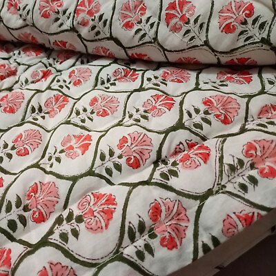 #ad Soft Cotton Hand Block Print Razai Blanket Bedspread Coverlet Queen Razai