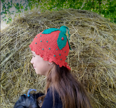 #ad Hat for girl linen red summer cap crochet hats baby hat