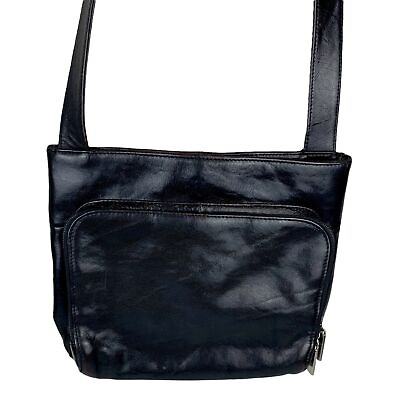 #ad Black Hobo International Intl Handbag Purse Crossbody Magnetic Closure Zipper Ad