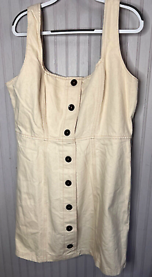 #ad ASOS DENIM Womens DRESS 16 Ivory Button Up Cotton Jumper Zip Preppy NEW