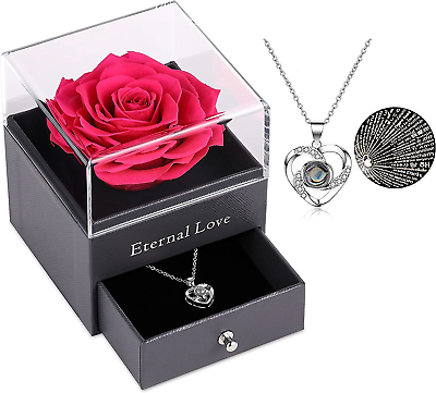 #ad Mothers Day Flower Gifts for Her Preserved Real Flower Rose with Silver Tone He
