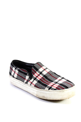 #ad Celine Womens Plaid Low Top Slide On Casual Sneakers Black Red Size 39 9