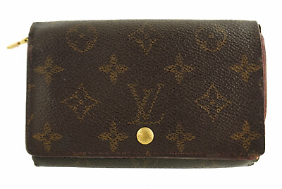 #ad Authentic LOUIS VUITTON Monogram Canvas Leather Tresor Clutch Wallet Spain