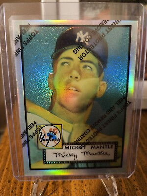 #ad 1996 Finest Refractor 1952 Topps Mickey Mantle With Peel
