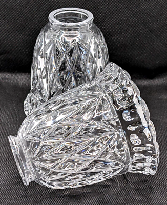 #ad 2 Royce Lead Crystal Shades Cut Glass Chimney Sconce 2.25quot; Fit X 5.5quot; Tall Vtg