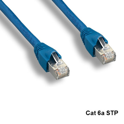 #ad Kentek Blue 100#x27; Cat6A STP Ethernet Cable 10G 24AWG Routers Patch Panels NetWork