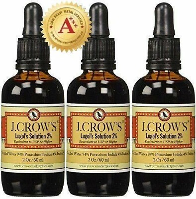 #ad J.CROW#x27;S® Lugol#x27;s Solution of Iodine 2% 2 Oz Three Pack 3 Bottles