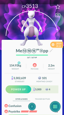 #ad Pokemon Trade GO Mewtwo 3500CP amp; Legacy move for PVP master 30days as needs