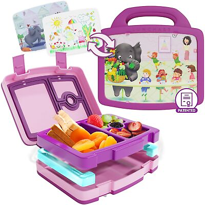 #ad Lunch Box for Kids Insulated Bento Lunch Box with Art Inserts and Cooler Co...