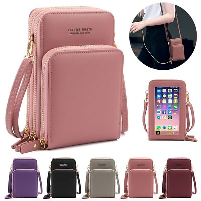 #ad Women Crossbody phone Case Touch Screen Bag RFID Blocking Wallet Shoulder Strap