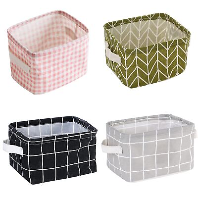 #ad 4 Pack Canvas Storage Basket Bins Home Decor Organizers Bag for Adult Makeup...