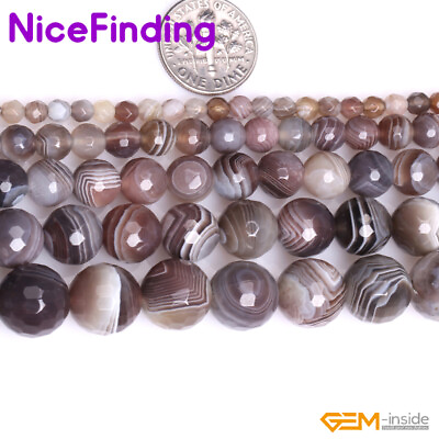 #ad Natural Botswana Agate Round Faceted Beads Jewelry Making 15#x27;#x27; 6mm 8mm 10mm 12mm