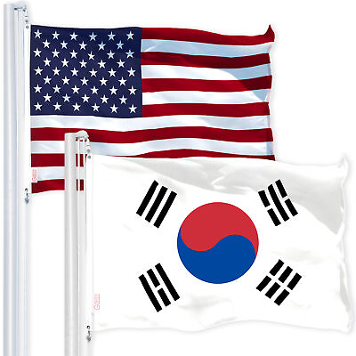 #ad G128 Combo Pack: American USA Flag 3x5 Ft amp; South Korea South Korean Flag 3x5 Ft