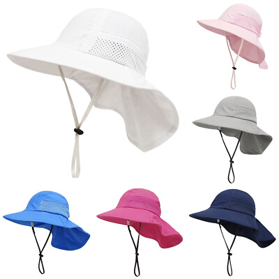 #ad Boys Girls Sun Hat Children Kids Summer Beach Bucket Cap UV Protection Hat