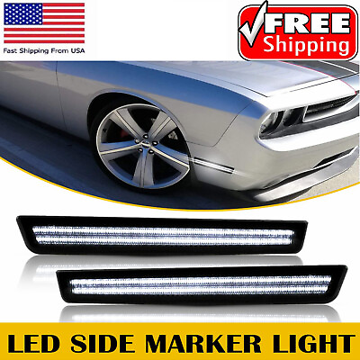 #ad Smoked LED Front Bumper Side Marker Light Lamp For 2x Dodge Challenger 2015 2021