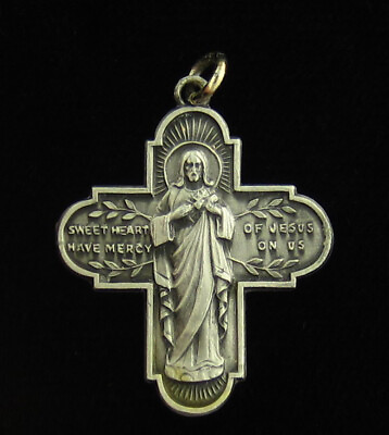 #ad Vintage Sweet Heart of Jesus Medal Religious Holy Catholic Mary Mount Carmel