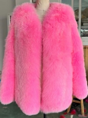 #ad Pink Fox Fur Coat Full Pelt Whole Skin