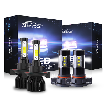 #ad 4PCS LED H13 H16 Headlight Combo High Low Beam Fog Light Bulbs Kit White 6000K