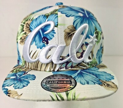 #ad Cali Floral Design Snapback Adjustable Baseball Cap Hat Unisex