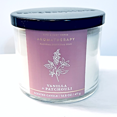 #ad Bath amp; Body Works Vanilla Patchouli Aromatherapy 3 Wick Candle 14.5 oz New