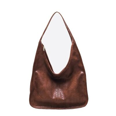 #ad Hobo Bags for Women Soft PU Leather Shoulder Tote Purses with Zipper Brown