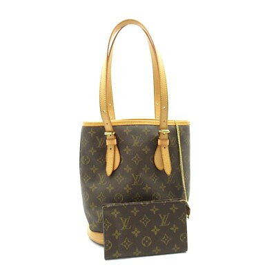 #ad LOUIS VUITTON Bucket PM M42238 Monogram WomenTote Bag Brown Discontinued p...