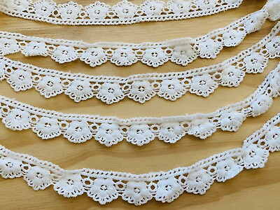 #ad 2 Yards Bright White Embroidered Ribbon Lace Trim Sewing Crafts Bridal 1quot; Wide