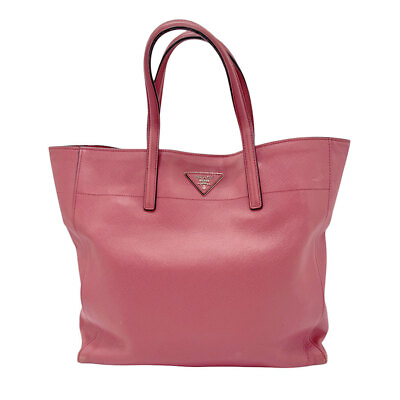 #ad Auth PRADA Logo Handbag Shoulder Bag Pink Leather Silvertone z0690