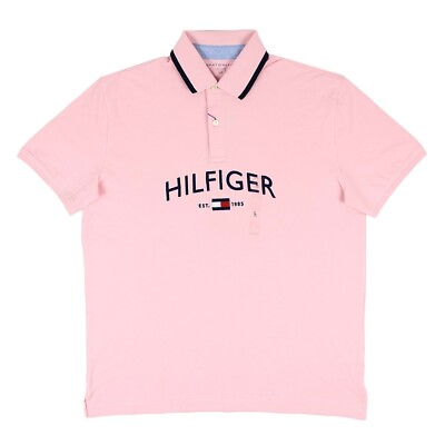 #ad Men#x27;s Tommy Hilfiger Short Sleeve Lifestyle Polo Shirt Pink 78JA350 650