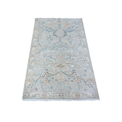 #ad 3#x27;x4#x27;9quot; Goose Gray Hand Knotted Soft Wool White Wash Peshawar Rug R88551