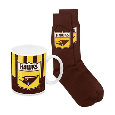 #ad Officially Licensed AFL Heritage Hawthorn Hawks Coffee Mug and Sock Gift Pack