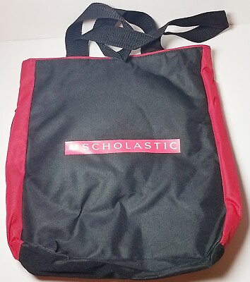 #ad Scholastic Tote Bag Red Black Teachers Books School Library Backpack Travel Case