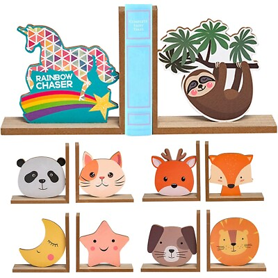 #ad Wooden Animal Bookends For Kids Room Cute Home Bookshelf Décor For Boys amp; Girls